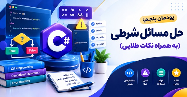 پودمان پنجم حل مسائل شرطی با آموزش ساختارهای شرطی و کنترل خطا در زبان برنامه نویسی C#