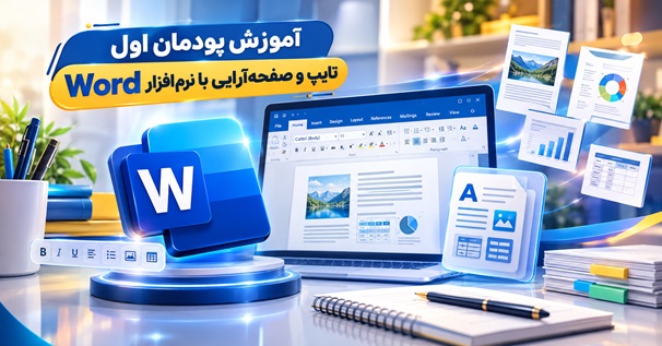 کاور آموزش پودمان اول تایپ و صفحه‌آرایی متن با نرم‌افزار Microsoft Word پایه دهم هنرستان